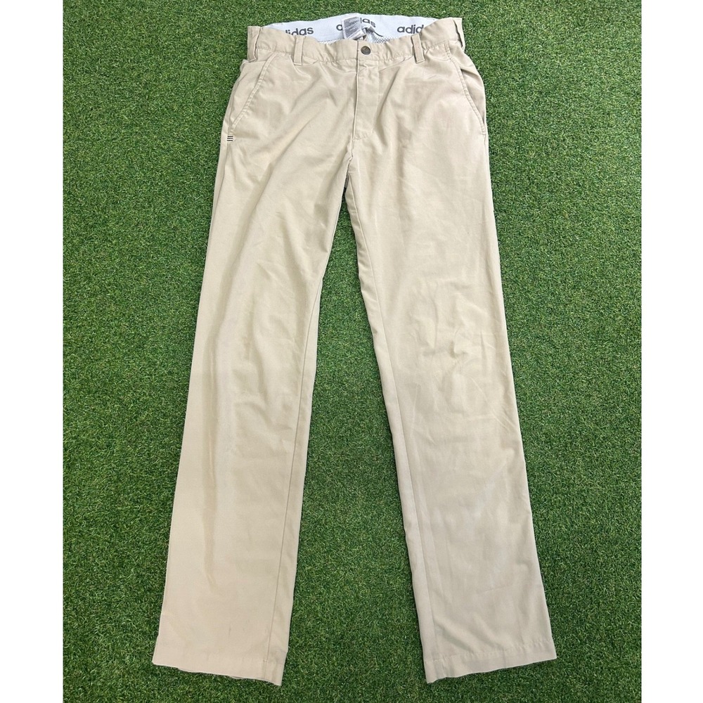 Adidas Golf Pants Mens 30x32 Khaki Tan Flat Front Performance Stretch Trousers